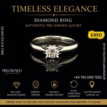 London, Jewelry, GBP 850,  Buy Elegant Diamond Ring Pre-Owned Best Value UK