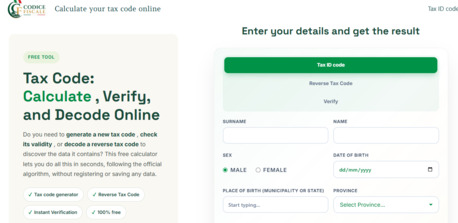 Milan, Computer, Calcola Codice Fiscale Online - Free Italian Tax Code Calculator