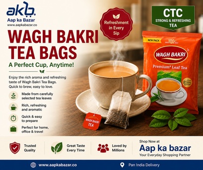 Dwarka, Household, Wagh Bakri Tea Bags &ndash; Refreshing CTC Tea Anytime | Aap Ka Bazar