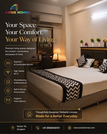 Gurgaon, Businesses For Sale, Co-Living In Gurgaon &ndash; Premium Fully Furnished Rooms In Sector 43 | Aviss Homes