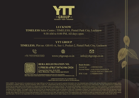 Lucknow, Real Estate For Sale, 3 BR,  1175 Sq. Feet,  YTT Timeless: 2 Mins From HCL IT City | Ultra-Luxury 3 BHKs