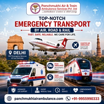 New Delhi, Health, Panchmukhi ICU Air Ambulance In Delhi- 24/7 Emergency Assistance And Support