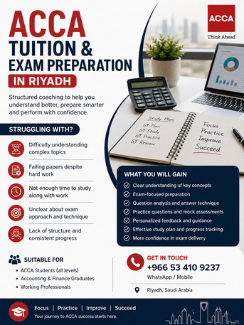 Riyadh, Lessons Offered, Professional ACCA Coaching For Applied Skills And Strategic Professional