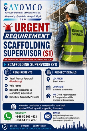Riyadh, Jobs, Scaffolding Supervisor (S1)