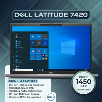 Jeddah, Computers, SAR 1450,  Dell Latitude 7420 Intel® Core  I7 16GB RAM 512GB M.2 NVMe SSD