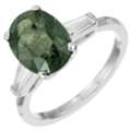 USD 17995,  Buy GIA Certified 3.80 Carat Natural Green Sapphire Diamond Platinum Engagement Ring With