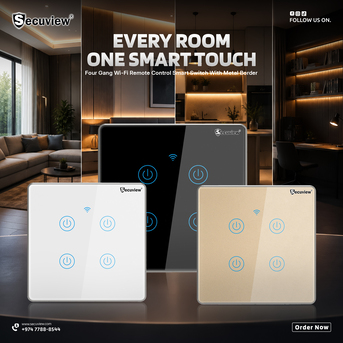 Doha, Electronics, QAR 165,  Secuview Four Gang Wi-Fi Remote Control Smart Switch With Metal Border