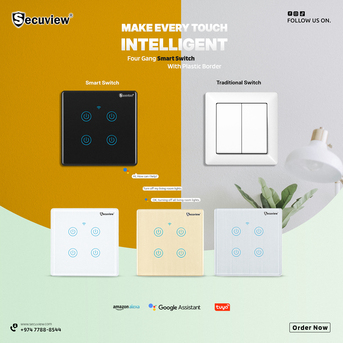 Doha, Electronics, QAR 178,  Secuview Four Gang Brushed Panel Smart Switch With Plastic Border