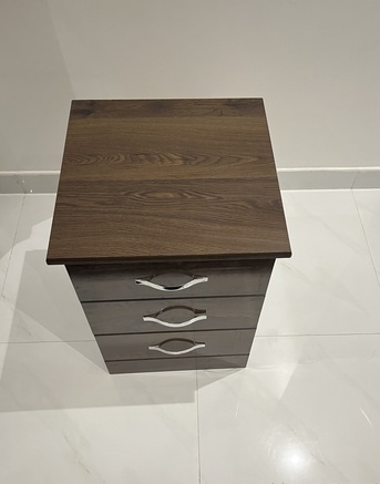 Al Mounsiyah, Furniture, SAR 50,  3-Drawer Bedside Table &ndash; Dark Walnut Finish