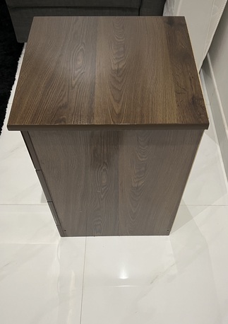 Al Mounsiyah, Furniture, SAR 50,  3-Drawer Bedside Table &ndash; Dark Walnut Finish