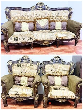 Al Wizarat, Household Items, SAR 400,  Wooden Sofa Set (5-Seater) For Sale &ndash; Riyadh