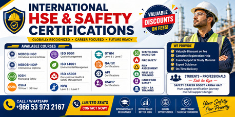 Riyadh, Career Counseling, All International HSE & Safety Certifications &ndash; Valuable Discounts!*