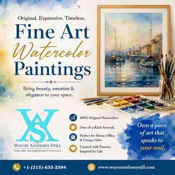 New York, Books, USD 80,  Fine Art Watercolor Paintings &ndash; Original Artwork By Wayne Anthony Still