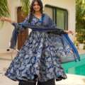 INR 3500,  Buy Idaho Dewy Blue Cotton Suit Set Online