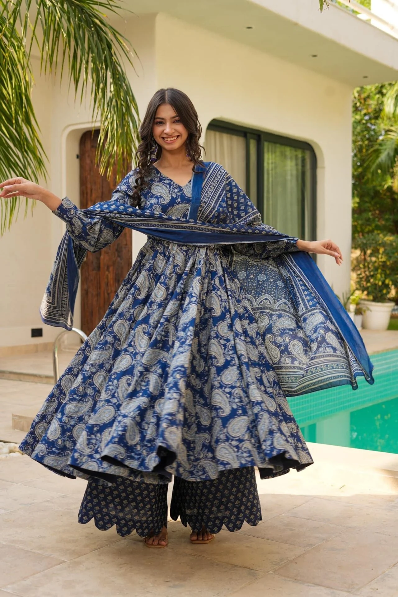 Jaipur, Clothing & Accessories, INR 3500,  Buy Idaho Dewy Blue Cotton Suit Set Online