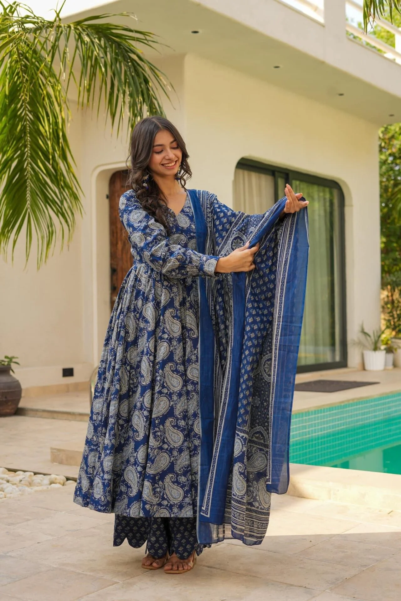 Jaipur, Clothing & Accessories, INR 3500,  Buy Idaho Dewy Blue Cotton Suit Set Online