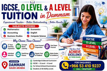 Dammam, Lessons Offered, IGCSE, O Level & A Level Tuition In Dammam