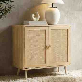 London, Furniture, GBP 79,  Wovena Oak Effect Rattan Door 2 Door Sideboard Cabinet