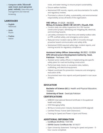 Riyadh, Job Seekers, Health Safety & Environment Officer (HSE)
