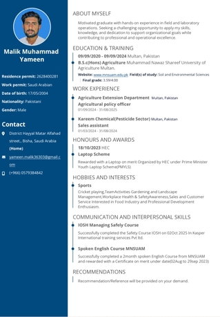 Riyadh, Job Seekers, Agrarian (Crop Production &Crop Protection)