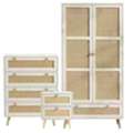 GBP 469,  Wovena White 3 Piece Rattan Bedroom Set With 4 Drawer Chest With Bedside Table