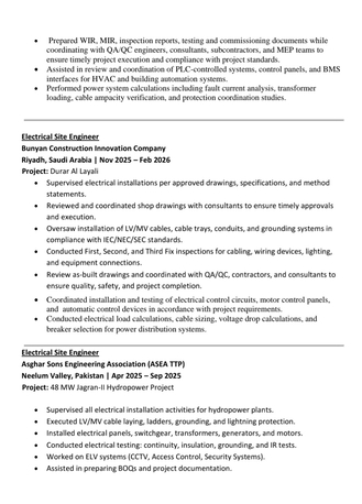 Makkah, Job Seekers, Electrical Engineer