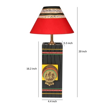 Mumbai, Household Items, INR 3479,  Handcrafted Wooden Table Lamp With Warli Art Design