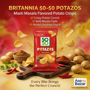 New Delhi, Household, Britannia 50-50 Potazos Masti Masala &ndash; Crispy & Spicy Snack