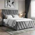GBP 299,  Vellure Velvet Ottoman Bed With V-Pattern Headboard And Storage