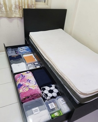 Al Khobar Al Shamalia, Household Items, SAR 450,  Single Bed With Pull-Out Drawers, Like New, Rarely Used  / Cupboards