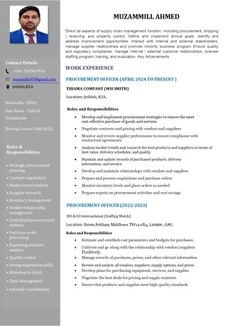 Jeddah, Job Seekers, Procurement Officer Looking For Job