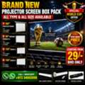 BHD 29,  New Projector Screen Box Pack All Size All Type With Tripod Stand & Electrical With Remote