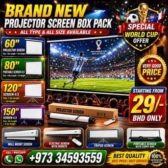 Isa Town, Computers, BHD 29,  New Projector Screen Box Pack All Size All Type With Tripod Stand & Electrical With Remote