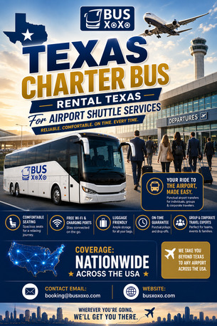 Houston, Travel, Charter Bus Rental Texas For Airport Shuttle Services