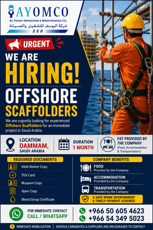 Dammam, Jobs, OFFSHORE SCAFFOLDERS