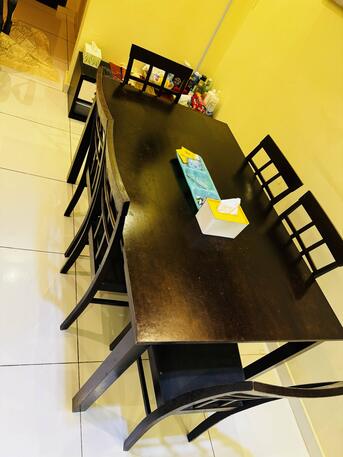 Jeddah, Household Items, SAR 550,  Dining Table With 6 Chairs (solid Wood) From Home Center With Small Buffet Table