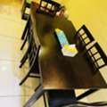 SAR 550,  Dining Table With 6 Chairs (solid Wood) From Home Center With Small Buffet Table