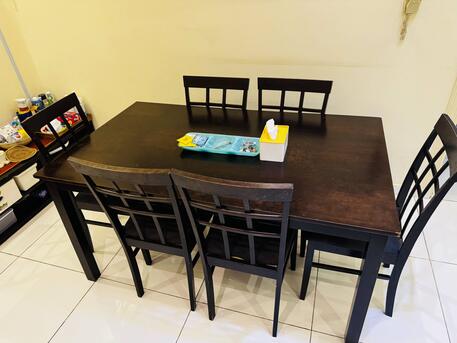 Jeddah, Household Items, SAR 550,  Dining Table With 6 Chairs (solid Wood) From Home Center With Small Buffet Table
