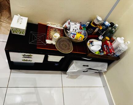Jeddah, Household Items, SAR 550,  Dining Table With 6 Chairs (solid Wood) From Home Center With Small Buffet Table