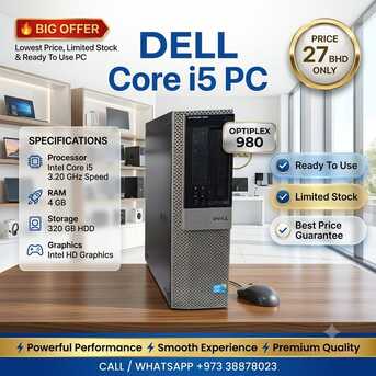 Manama, Computers, BHD 27,  DELL I5 Computer 4GB Ram 320GB HDD Win & Office Ready To Use