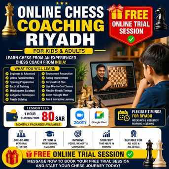 Al Narjis, Training, ✅✅✅ ONLINE CHESS COACHING RIYADH – 🎁 FREE ONLINE TRIAL SESSION ✅✅✅
