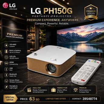 Manama, Electrical & Plumbing, BHD 63,  LG Portable Projector &ndash; 30,000-Hour LED Life Built-in Rechargeable Battery 100" Remote -