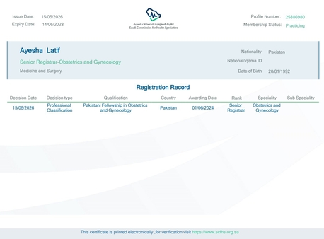 Jeddah, Job Seekers, SCFHS Certified Senior Registrar Obstetrics And Gynecology