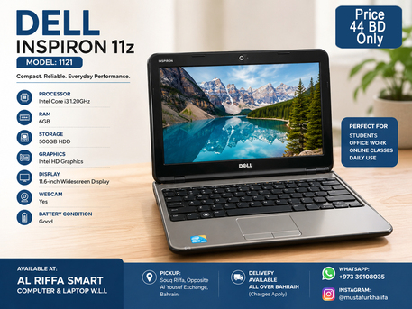 East Riffa, Computers, BHD 44,  Dell Inspiron 11z Core I3 Laptop  6GB RAM 500GB HDD