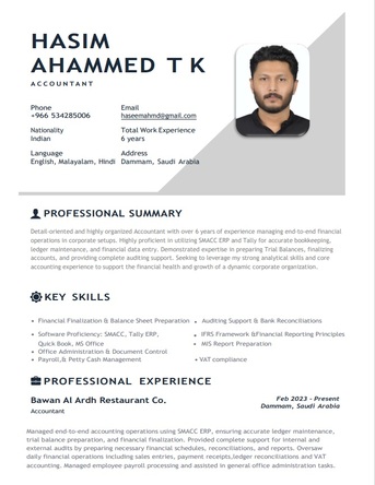 Dammam, Job Seekers, Experienced Accountant - Available In Dammam/Khobar