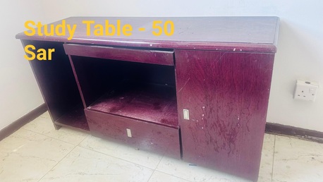 Olaya, Furniture, SAR 50,  Wooden Study Table & White Storage Cabinet &ndash; Good Condition