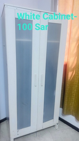 Olaya, Furniture, SAR 50,  Wooden Study Table & White Storage Cabinet &ndash; Good Condition