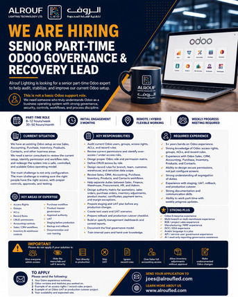 Riyadh, Jobs, Senior Part-Time Odoo Governance & Recovery Lead