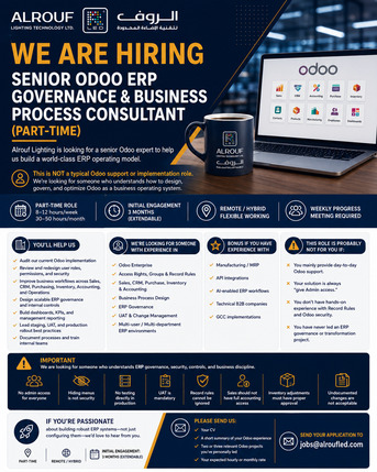 Riyadh, Jobs, Senior Odoo ERP Governance & Business Process Consultant (Part-Time)