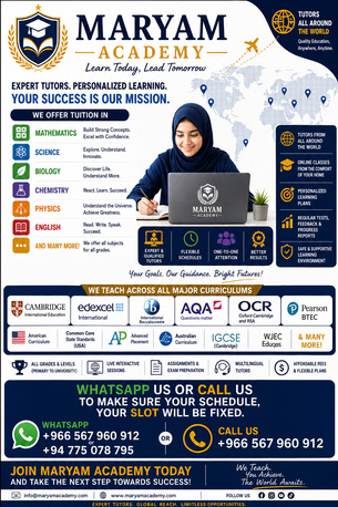 Al Aziziyah, Lessons Offered, Expert Online And Onside For Cambridge, Edexcel, IB, AQA, OCR, American Curriculum.